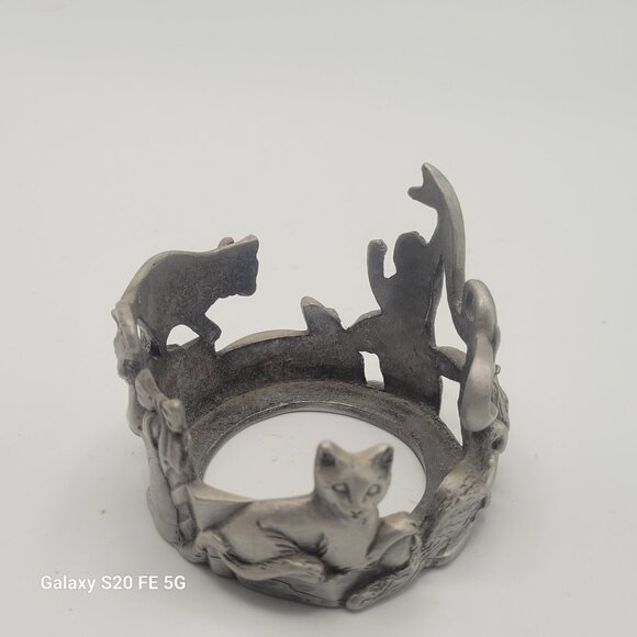 1993 Seagull Canada Pewter Etain Zinn Cats Votive Candle Holder Pewter Base Only - Picture 5 of 11